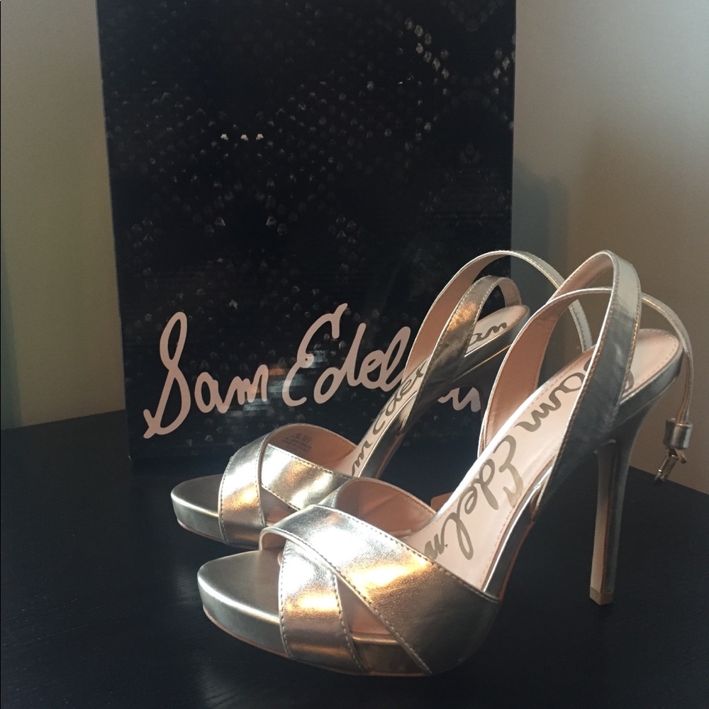 Sam Edelman golden peep toe heel NWB - Picture 7 of 9